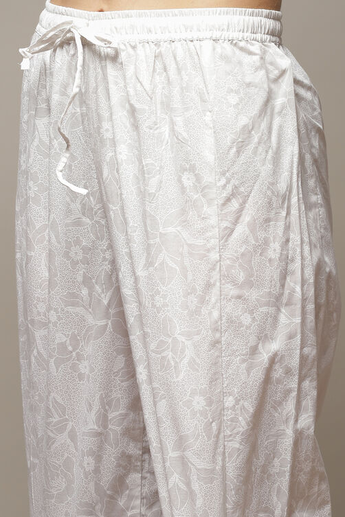 White Woven Straight Kurta Suit Set image number 3